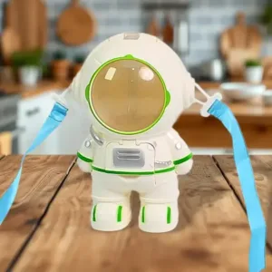 Kids Astronaut Water Bottle with Straw & Adjustable Shoulder Strap – Leakproof Sipper Bottle for School, Travel & Outdoor Activities ( default, OS )