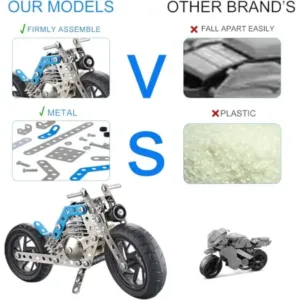 STEM Metal Motorcycle Building Kit – DIY 3D Metal Construction Toy with Tools for Kids & Teens (140+ Pieces) ( default, OS )