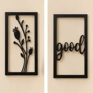 Wooden Wall Decor Set (Pack of 6) | Modern MDF Wall Hanging Art for Living Room, Bedroom & Home Decoration ( default, OS )