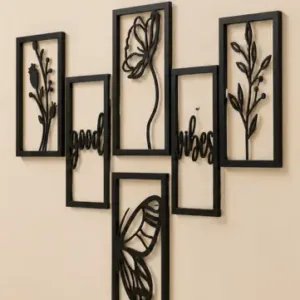 Wooden Wall Decor Set (Pack of 6) | Modern MDF Wall Hanging Art for Living Room, Bedroom & Home Decoration ( default, OS )