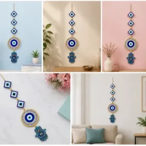 Wooden Nazar Wall Hanging | Evil Eye Protective Home Decor for Entrance, Living Room & Office ( default, OS )