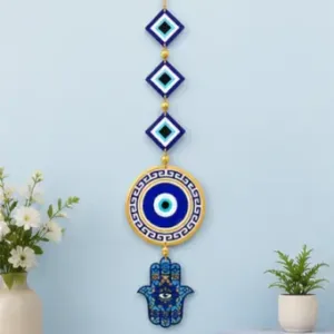 Wooden Nazar Wall Hanging | Evil Eye Protective Home Decor for Entrance, Living Room & Office ( default, OS )