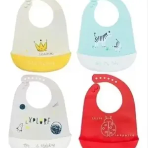 Silicone Baby Feeding Bib with Adjustable Neck Buttons ( default, Standard )