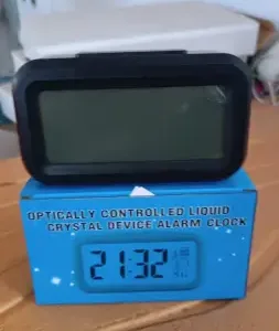 Digital lcd alarm clock with backlight optically controlled battery-powered clock with time, date, and temperature - Durable Plastic ( default, OS ).