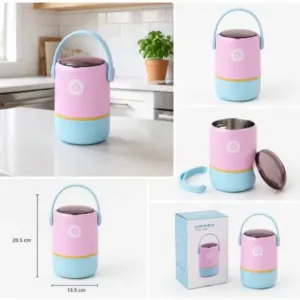 Insulated Stainless Steel Lunch Box with Spoon | 2-Tier Stackable Leak-Proof Hot & Cold Tiffin Box | Portable Food Container for Office, School & Travel | 580ml | Purple Aqua ( default, OS )