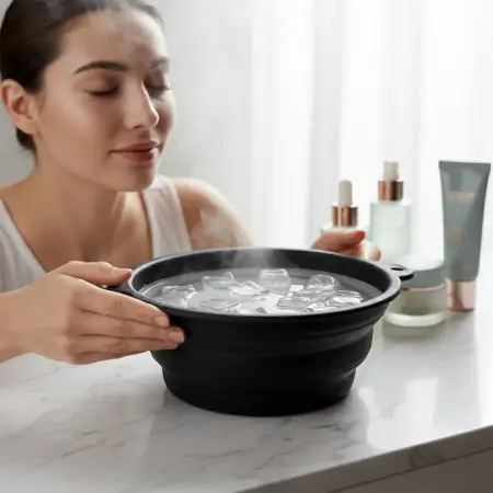 SIslLIi4pfSmmpjPWKurcb4wPooRNA3fiFPudjfd.webp Silicone Ice Facial Bowl with Built-In Ice Tray Foldable Skin Care Bowl (1 Pc) ( default, Standard )