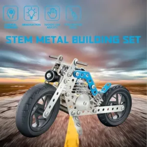 STEM Metal Motorcycle Building Kit – DIY 3D Metal Construction Toy with Tools for Kids & Teens (140+ Pieces) ( default, OS )