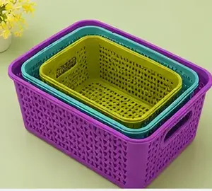 Multipurpose Plastic Storage Basket Set with Handles – Flexible Organizer for Kitchen, Bathroom, Fruits, Vegetables & Stationery (Pack of 3) ( default, OS )