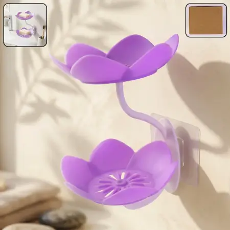bSQOfuiGmA7FJfCIKvcP4T5Au6uAVzxrYe1vFu7g.webp Flower Shape Double Layer Soap Dish – Wall Mounted Self-Draining Soap Holder with Strong Adhesive for Bathroom & Kitchen ( default, OS )