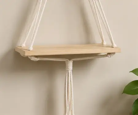 dgN4Y4mQSYTDmC15PxtzK3AUGBfNEpYsHafDV5jm.webp Macrame Wall Hanging Shelf (Pack of 2) | Handmade Cotton Rope Floating Wooden Shelves for Home Décor & Plants ( default, OS )