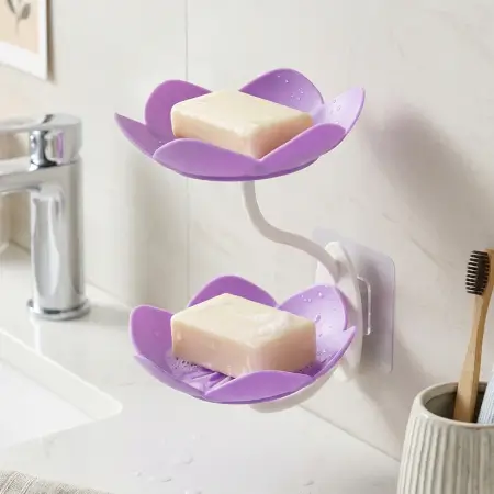 h3X7eLSiY9eKaiWhP4rNq9RzKNHfP7GJB2OCJqwu.webp Flower Shape Double Layer Soap Dish – Wall Mounted Self-Draining Soap Holder with Strong Adhesive for Bathroom & Kitchen ( default, OS )