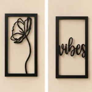 Wooden Wall Decor Set (Pack of 6) | Modern MDF Wall Hanging Art for Living Room, Bedroom & Home Decoration ( default, OS )