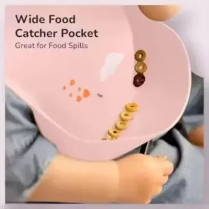Silicone Baby Feeding Bib with Adjustable Neck Buttons ( default, Standard )
