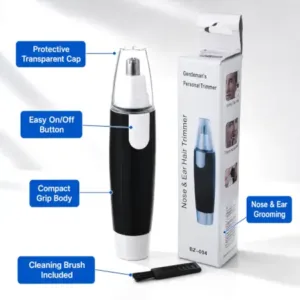 Portable Ear & Nose Hair Trimmer | Battery Operated Painless Nose & Ear Hair Remover | Precision Facial Grooming Trimmer for Men & Women ( default, OS )