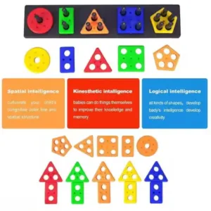 Wooden Geometric Shape Sorter & Stacking Board – Educational Montessori Learning Toy for Kids ( default, OS )