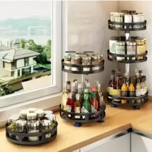 3-Tier 360° Rotating Spice Organizer Rack – Multi-Layer Kitchen Storage Stand for Spices, Bottles & Condiments (Assembly Required) ( default, OS )