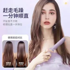 Wireless Hair Straightening Comb | Cordless Mini Hair Straightener Brush | Fast Heating Portable Hair Styler for Women ( multicolor, 8 )