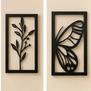 Wooden Wall Decor Set (Pack of 6) | Modern MDF Wall Hanging Art for Living Room, Bedroom & Home Decoration ( default, OS )