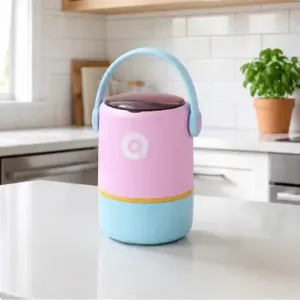 Insulated Stainless Steel Lunch Box with Spoon | 2-Tier Stackable Leak-Proof Hot & Cold Tiffin Box | Portable Food Container for Office, School & Travel | 580ml | Purple Aqua ( default, OS )
