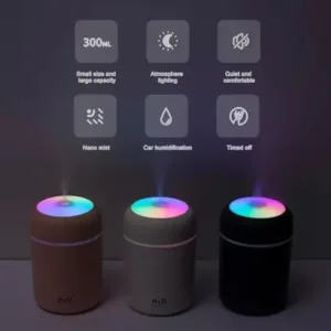 H2O 300ml Ultrasonic Humidifier – Portable Mist Maker with Colorful LED Light for House ( multicolor, OS )