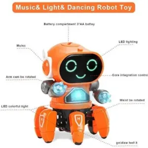 Dancing Robot Toy with Colorful Lights & Music – Multi-Direction Moving Battery Operated Robot for Kids ( multicolor, OS )