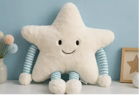 COEgHqqCaOkhydbI8e92yJ60Cxhtz70RtjFSX185.webp Star Soft Plush Pillow with Arms & Legs – Cute Stuffed Cartoon Toy for Kids, Baby & Home Décor ( white, OS )