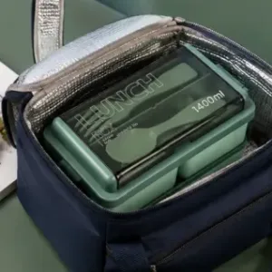 3-in-1 Plastic Lunch Box – Double Decker Airtight Tiffin with 3 Detachable Containers & 2 Spoon ( green, OS )