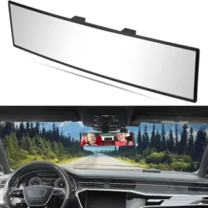 Car Panoramic Rear View Mirror – Wide Angle Clip-On Interior Driving Mirror for Cars ( black, OS )