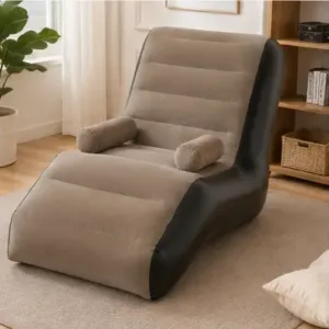 Inflatable Sofa Chair with Footstool & Electric Air Pump – Foldable Air Couch for Indoor & Outdoor Use ( brown, OS )