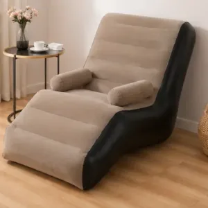 Inflatable Sofa Chair with Footstool & Electric Air Pump – Foldable Air Couch for Indoor & Outdoor Use ( brown, OS )