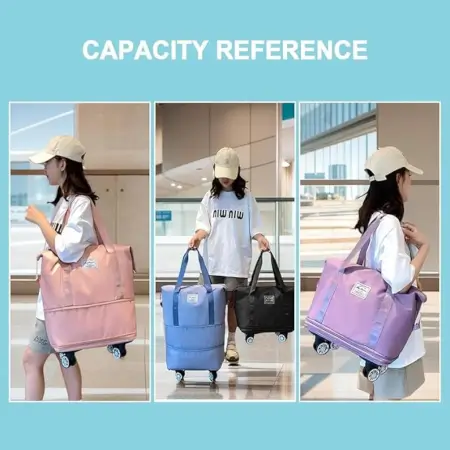 ODSZFQ35gKM2Fs7muVUyA24ffFi1kcHMB3QnFa9E.webp Duffle Trolley Bag – Large Foldable Travel Bag with Wheels & Adjustable Handles ( pink, OS )