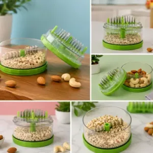 Multi Crusher Garlic, Chilli & Ginger Chopper – Manual Kitchen Crusher with Stainless Steel Blades ( green, OS )