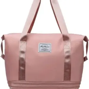 Duffle Trolley Bag – Large Foldable Travel Bag with Wheels & Adjustable Handles ( pink, OS )
