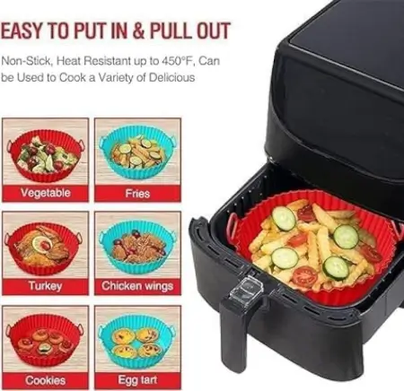 UDVmO1pwzqQ0wTYmYXY6qAJN7HsLo6ybREnqmj53.webp 6 Pcs Silicone Air Fryer Pot Liners – Reusable Heat-Resistant Baking & Cooking Cups for Air Fryer ( multicolor, OS )