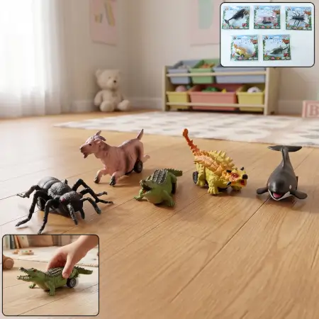 Yy8np6A2q1ACZi8KWAl57o4km9elXMgeB68LL60L.webp Kids Animal Pull Back Toy Set | Friction Powered Mini Animal Vehicles for Fun & Learning (Pack of 5) ( default, OS )