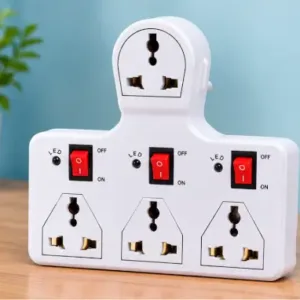 4 Socket 3 Switch Multi Plug 6A – Universal Travel Extension Board with Safety Switches | 600W ( white, OS )