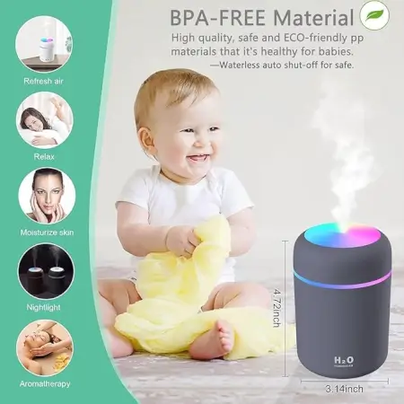 bf2KXeKRlkNDSdjDL0mR41g0slPRWQI7QZnZBJgK.webp H2O 300ml Ultrasonic Humidifier – Portable Mist Maker with Colorful LED Light for House ( multicolor, OS )