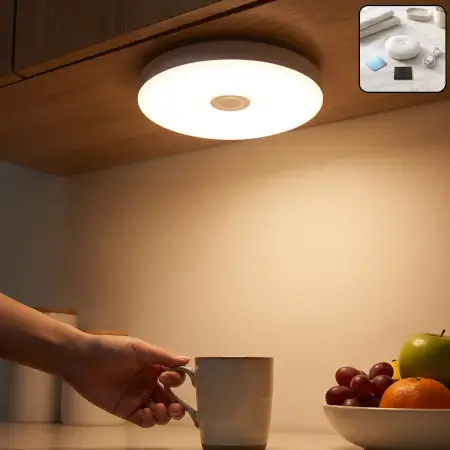 pImTR76xQbyxFd5qzizIWtyMsrzm2fYS9yqE6e41.webp USB Rechargeable Magnetic Motion Sensor LED Light – Wireless Cabinet Light for Kitchen, Wardrobe, Bedroom & Home ( white, OS )