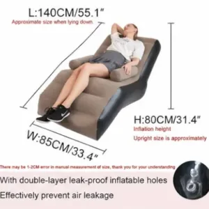 Inflatable Sofa Chair with Footstool & Electric Air Pump – Foldable Air Couch for Indoor & Outdoor Use ( brown, OS )