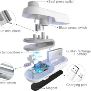 2 in 1 USB Portable Sealing Machine – Mini Heat Sealer & Cutter for Food Storage Bags ( white, OS )