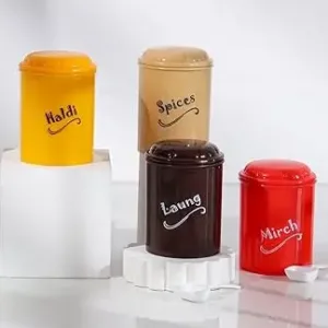 Pack of 8 Airtight 250ml Plastic Storage Containers – Unbreakable Spice Jars for Masala, Mirchi, Haldi & Jeera ( multicolor, OS )