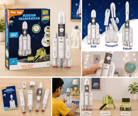 rKwi6kwGYG1OYQShlPteAb9a9BkTSM1nvibaKGzw.webp Imagimake Mapology Chandrayaan 3D Space Puzzle – ISRO Rocket & Satellite Educational Toy Set for Kids 5+ Years ( white, OS )