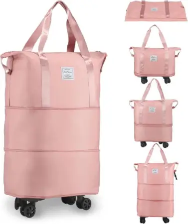 vXZFgwv1x6JAA7xDGddsZYCOdIyYG5p5TxWofcKc.webp Duffle Trolley Bag – Large Foldable Travel Bag with Wheels & Adjustable Handles ( pink, OS )
