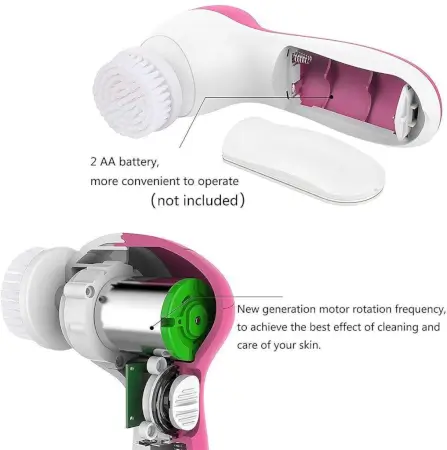 wtmGBAX3CGaTkdOLDAH4TsUZutdYv7yeCNrY1vO4.webp 5 in 1 Facial Beauty Care Massager Brush – Electric Face Cleansing & Massage Tool with Interchangeable Heads ( multicolor, OS )