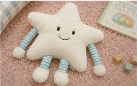 xGwzoVwSUEo11cA0U2L4rFnN2VHG5CSJSkYDjZoc.webp Star Soft Plush Pillow with Arms & Legs – Cute Stuffed Cartoon Toy for Kids, Baby & Home Décor ( white, OS )