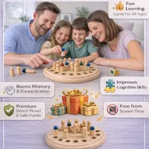 Wooden Memory Match Chess Game for Kids — Montessori Color Matching Board Game | Educational Toy | 2–4 Players | Age 3+ ( default, 15x15x1.3 )