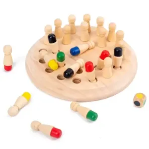 Wooden Memory Match Chess Game for Kids — Montessori Color Matching Board Game | Educational Toy | 2–4 Players | Age 3+ ( default, 15x15x1.3 )