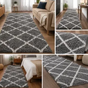 Diamond Kitchen Runner Mat – Microfiber Floor Rug for Kitchen, Hallway & Home | 140×55 cm ( default, OS )